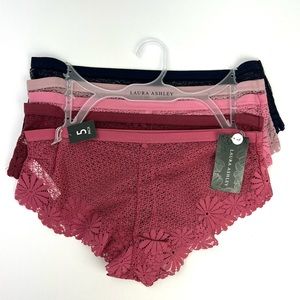 5 Pack LAURA ASHLEY All Lace Hipster Panties Women's Size L NWT